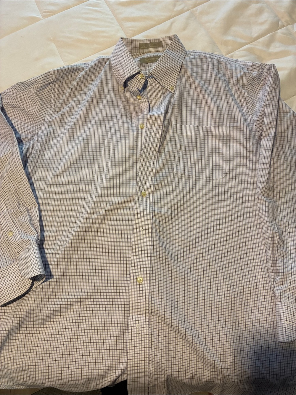 Nordstrom Men's Blue and White Micro-Check Dress Shirt